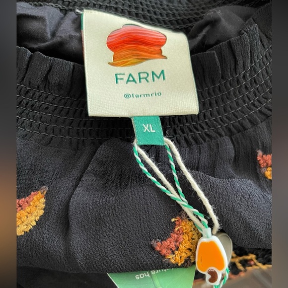 Farm Rio | Long Sleeve Crepe Smocked Mini Dress | Embroidery & Beads | XL - Picture 8 of 8